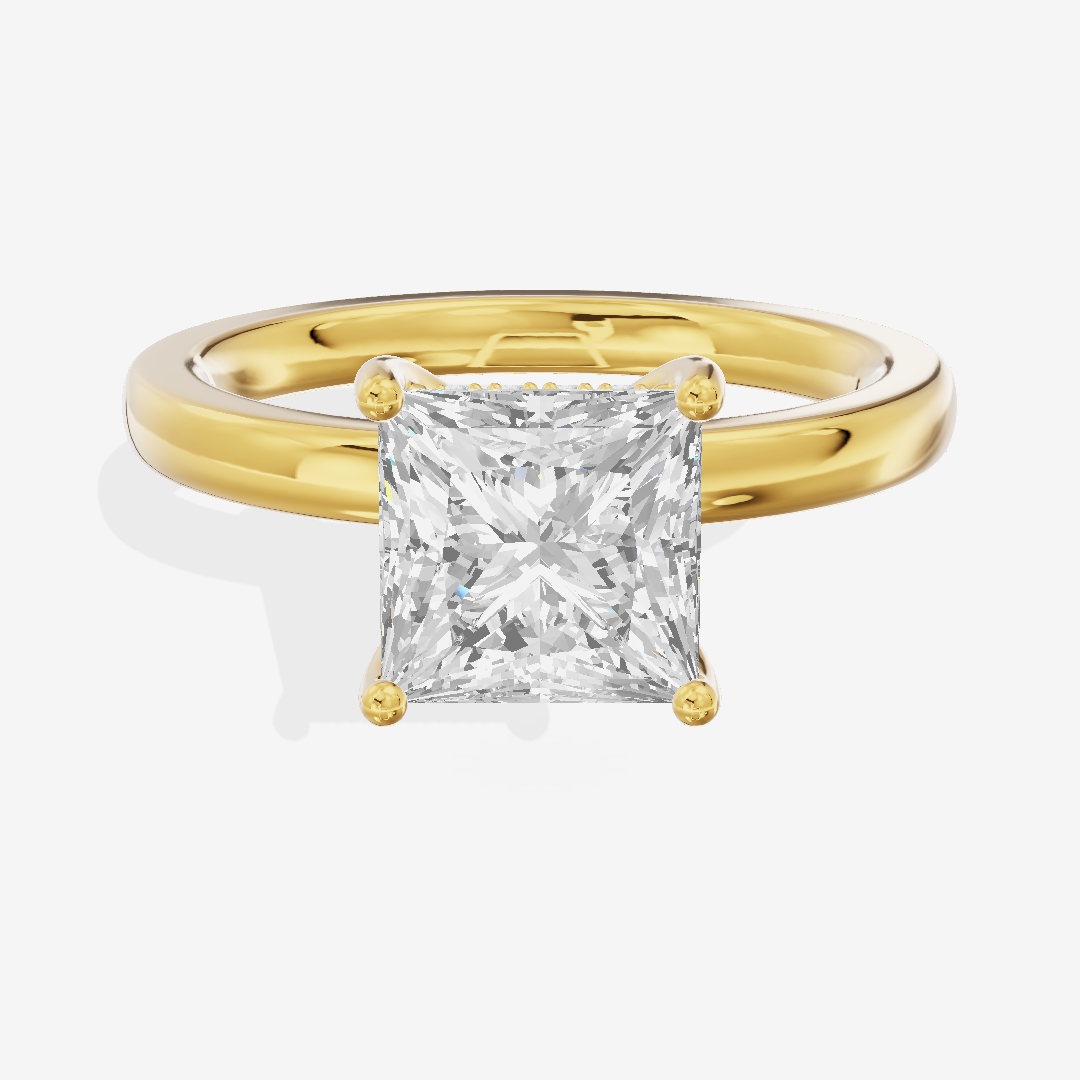Reverya Princess Hidden Halo Engagement Ring (1/15 ct. tw.) in 18K Yellow Gold