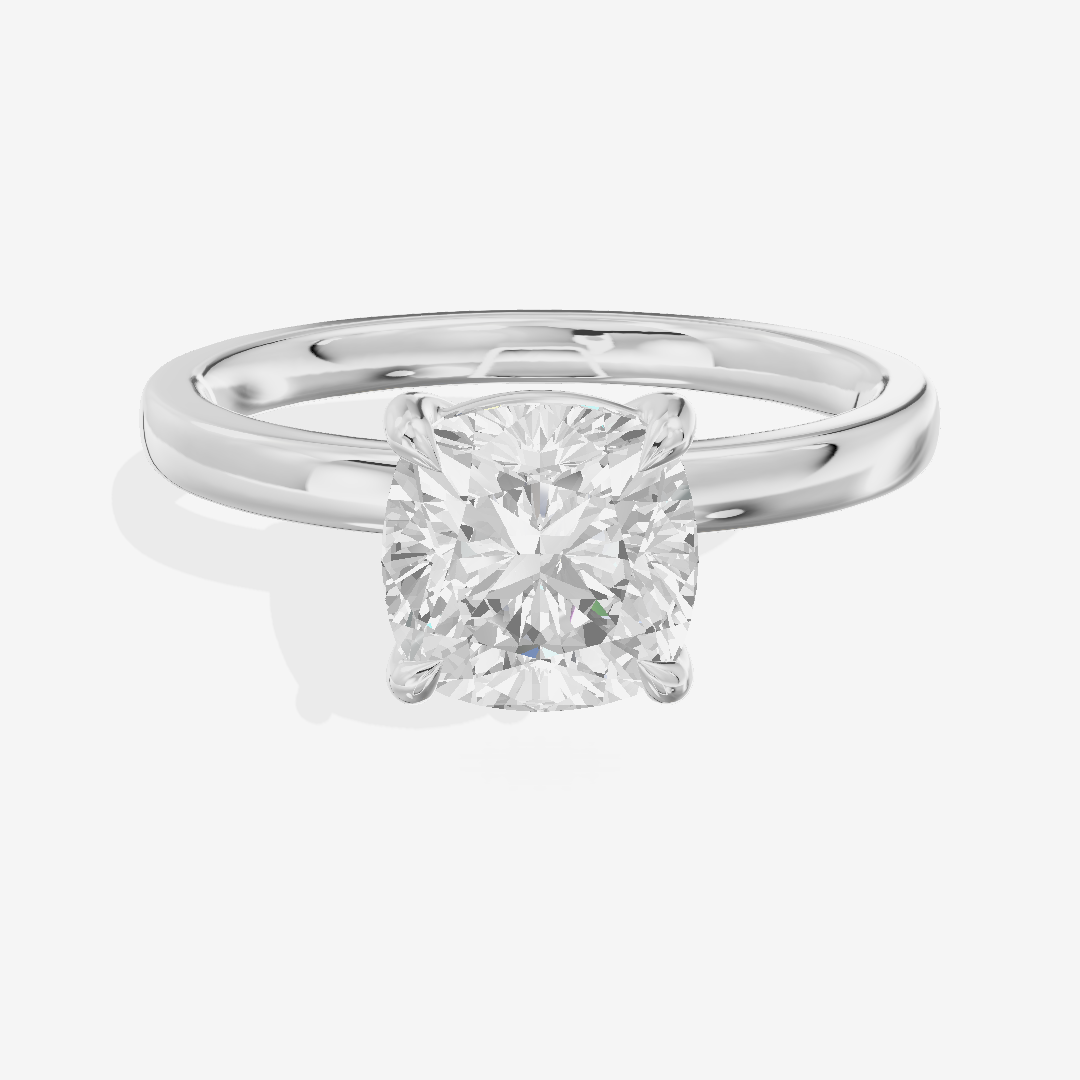 Petite Eversince 2mm Cushion Solitaire Engagement Ring in Platinum
