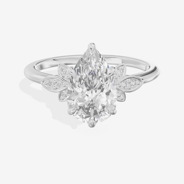 Trellise Pear Engagement Ring with Side Stones (1/20 ct. tw.) in Platinum