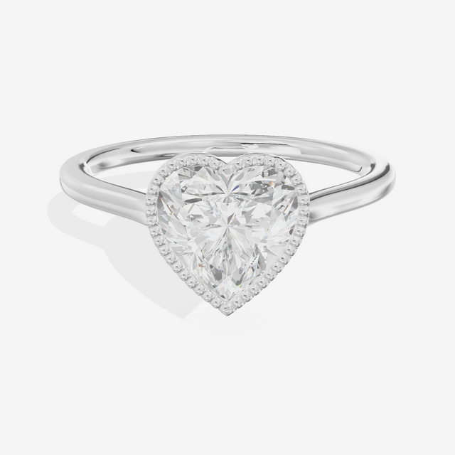 Modern Coeurine 1.5mm Heart Bezel Engagement Ring in 18K White Gold