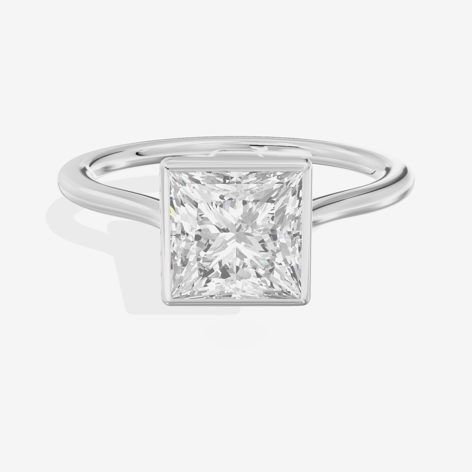 Petite Vowsae 1.5mm Princess Bezel Engagement Ring in 14K White Gold