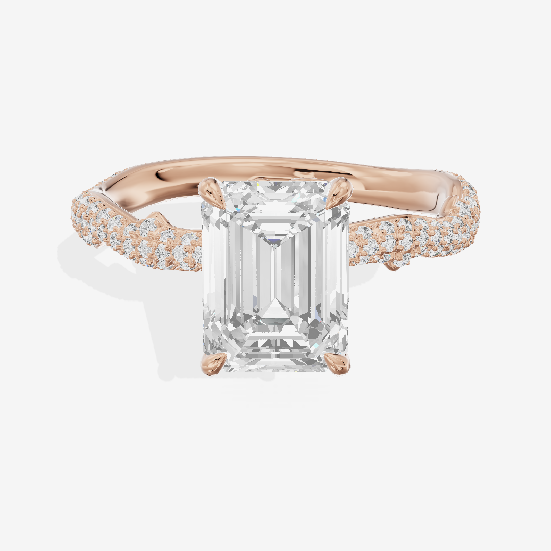 Twine Vine Vine Emerald Engagement Ring with Side Stones (3/5 ct. tw.) in 14K Rose Gold