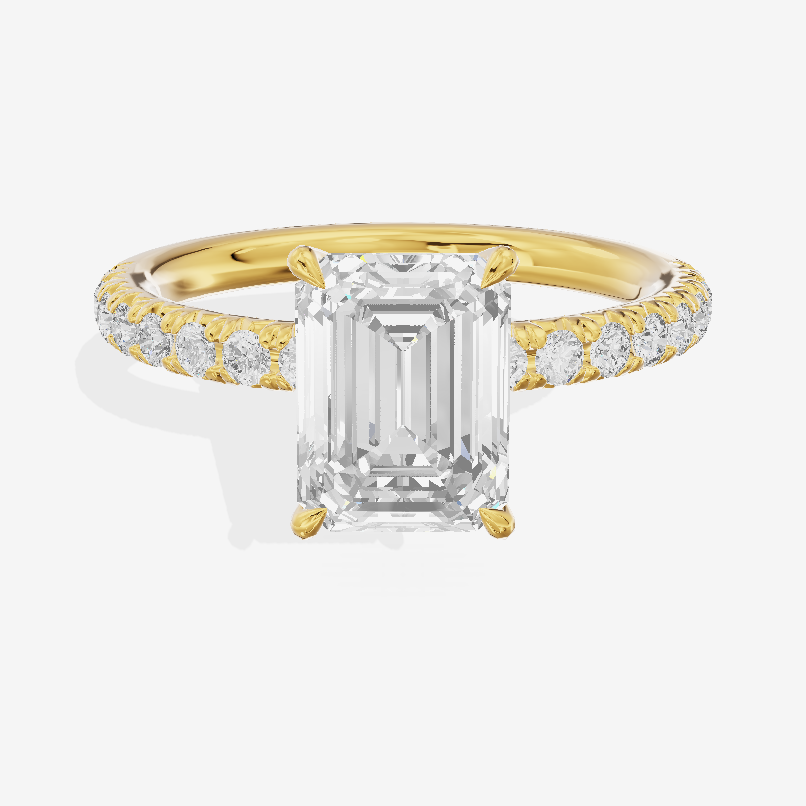 Modern Whisper Emerald Engagement Ring with Side Stones (2/5 ct. tw.) in 14K Yellow Gold