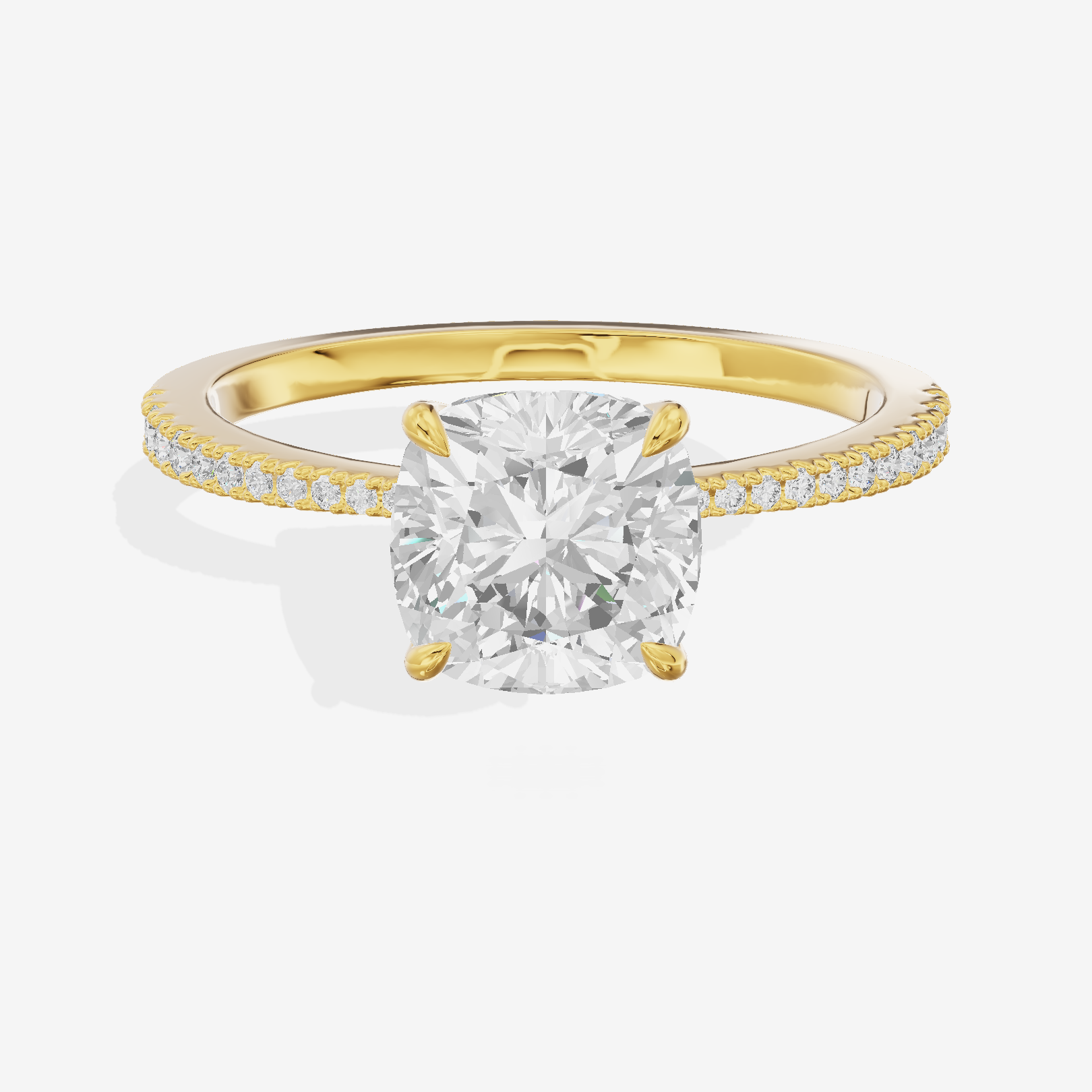 Luxe Promezza Cushion Engagement Ring with Side Stones (1/2 ct. tw.) in 14K Yellow Gold
