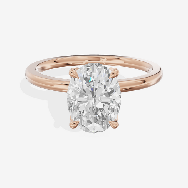 Whispered Vowsae Oval Engagement Ring with Side Stones (1/15 ct. tw.) in 18K Rose Gold