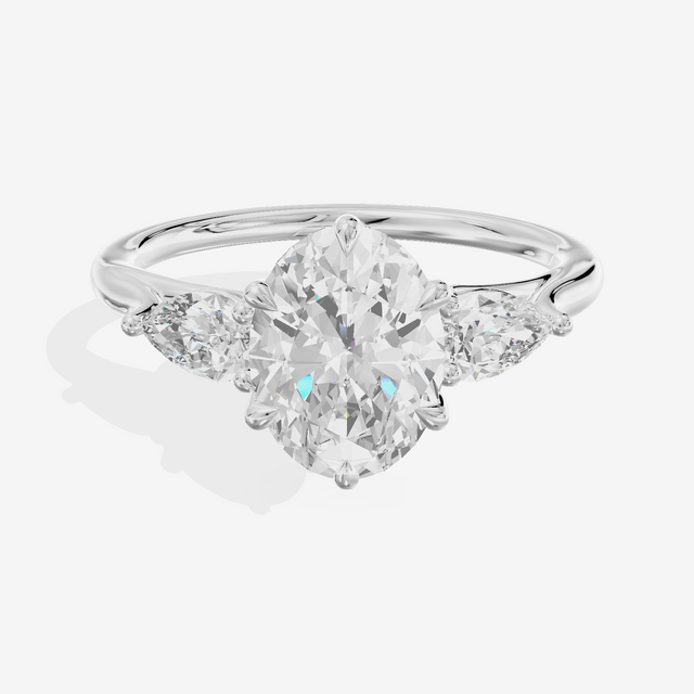 Luxe Sincere Three Stone Oval Engagement Ring (2/5 ct. tw.) in Platinum