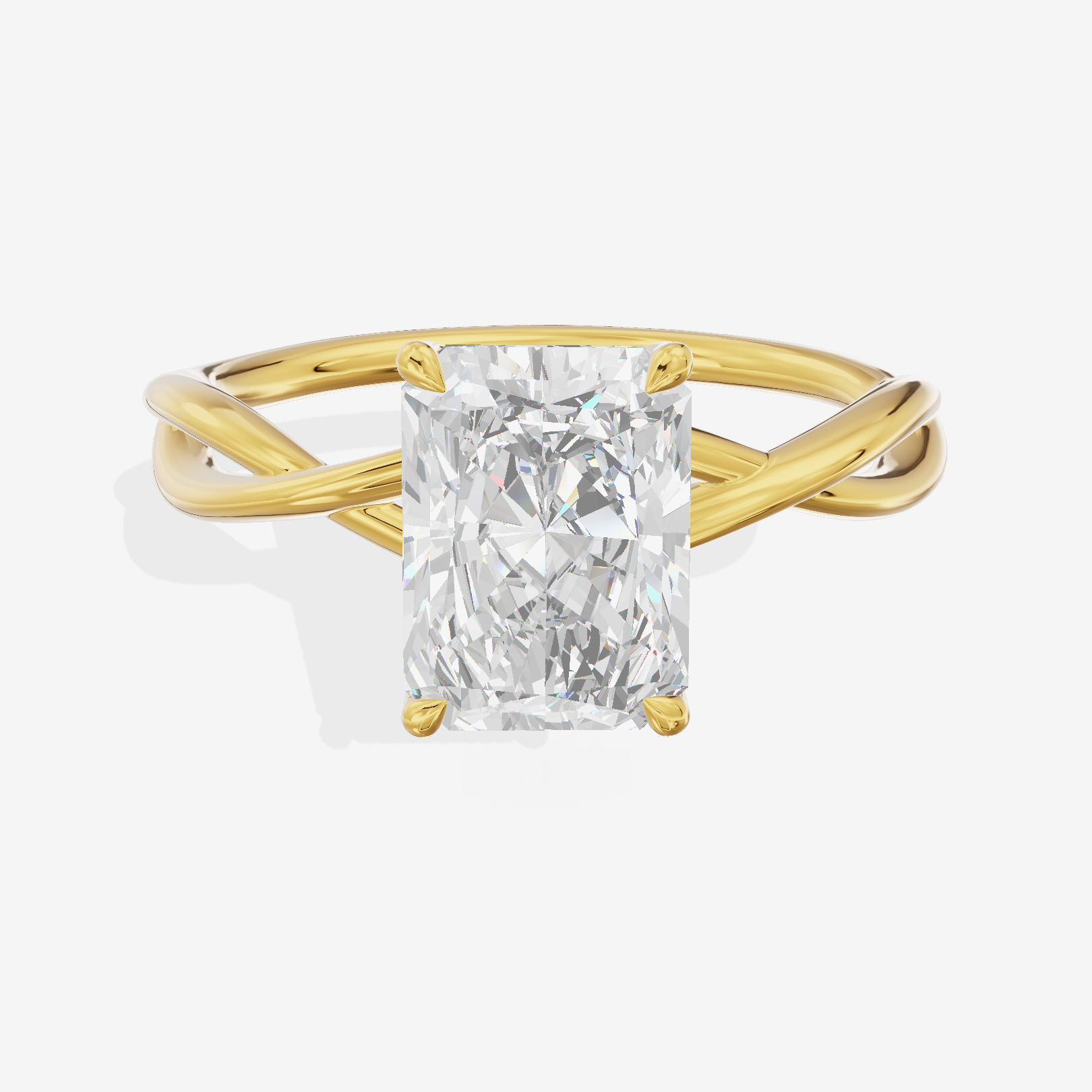 Twined Sincere Radiant Twisted Engagement Ring in 14K Yellow Gold