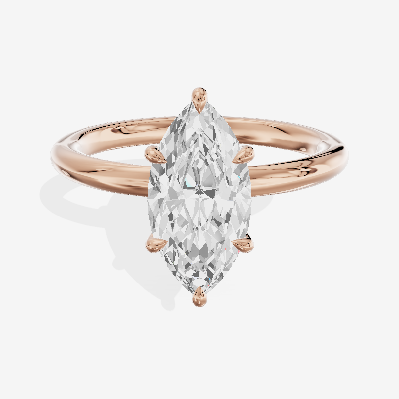 Adorae Solitaire 2mm Marquise Engagement Ring in 18K Rose Gold