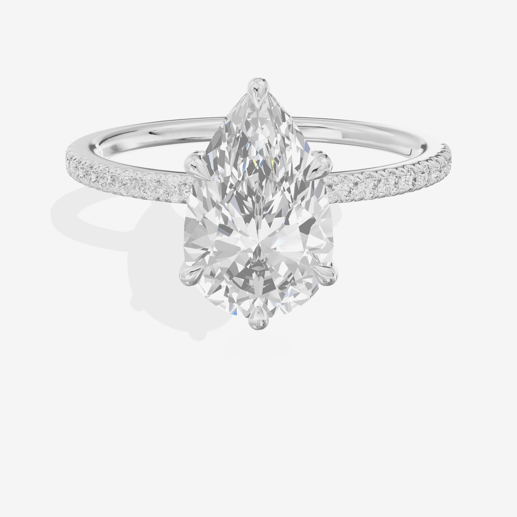 Bowed Sincere Pear Engagement Ring with Side Stones (1/4 ct. tw.) in Platinum