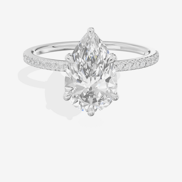 Bowed Sincere Pear Engagement Ring with Side Stones (1/4 ct. tw.) in Platinum