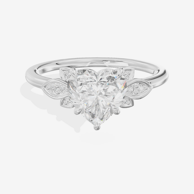 Trellise Heart Engagement Ring with Side Stones (1/20 ct. tw.) in Platinum
