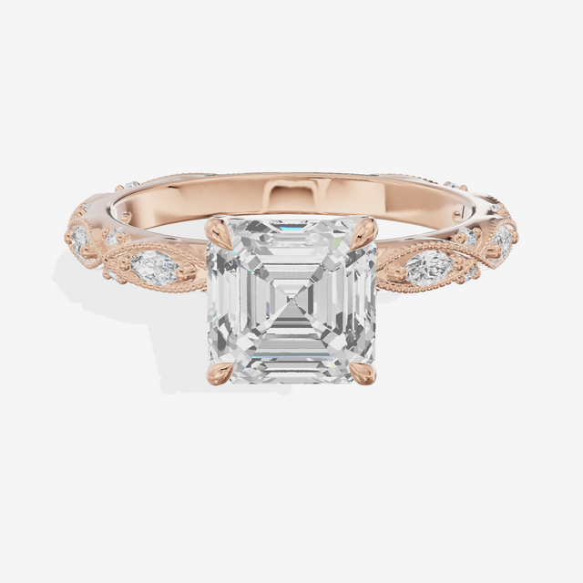 Vintage Whisper Asscher Engagement Ring (1/4 ct. tw.) in 14K Rose Gold