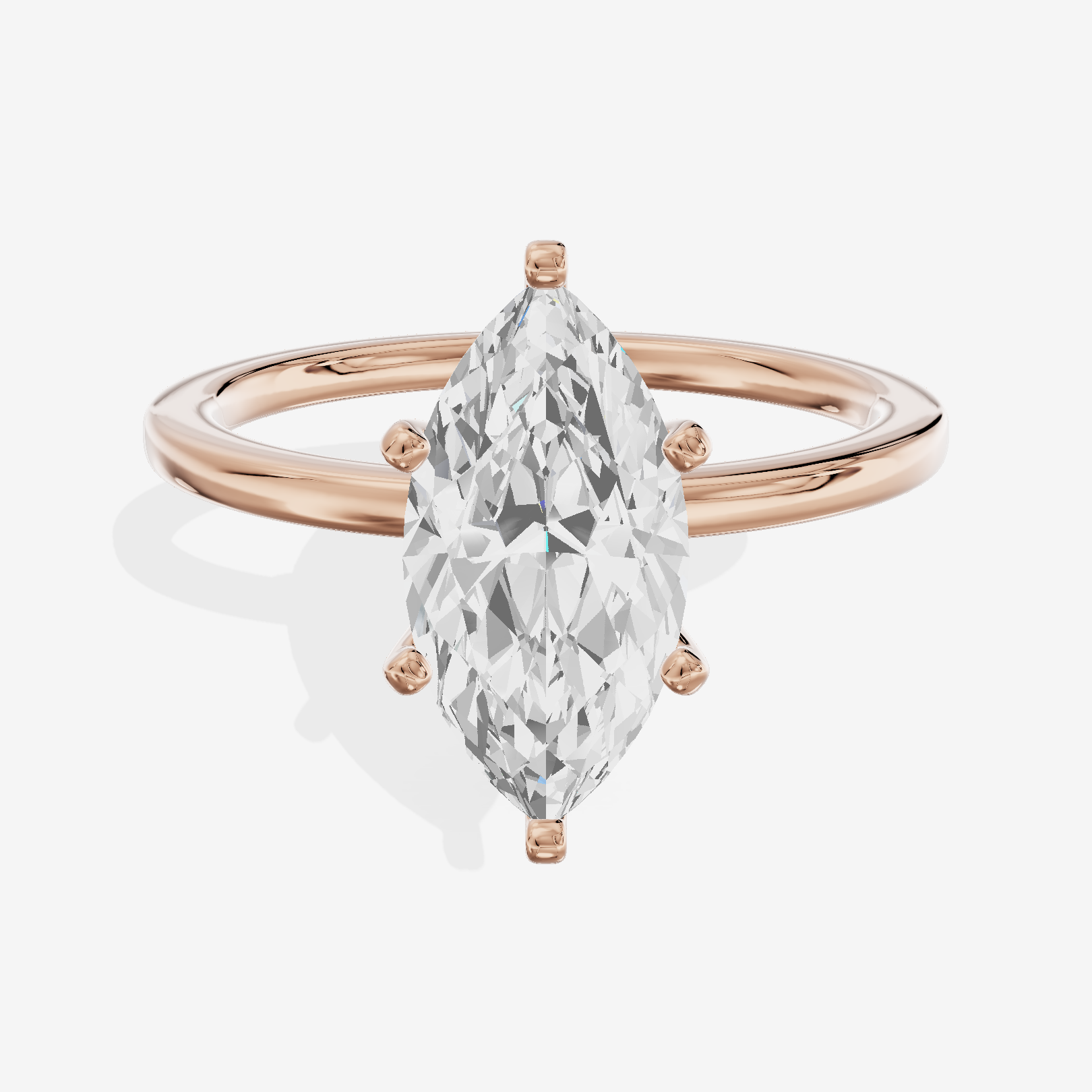 Petite Sincere 1.5mm Marquise Six-Prong Engagement Ring in 14K Rose Gold
