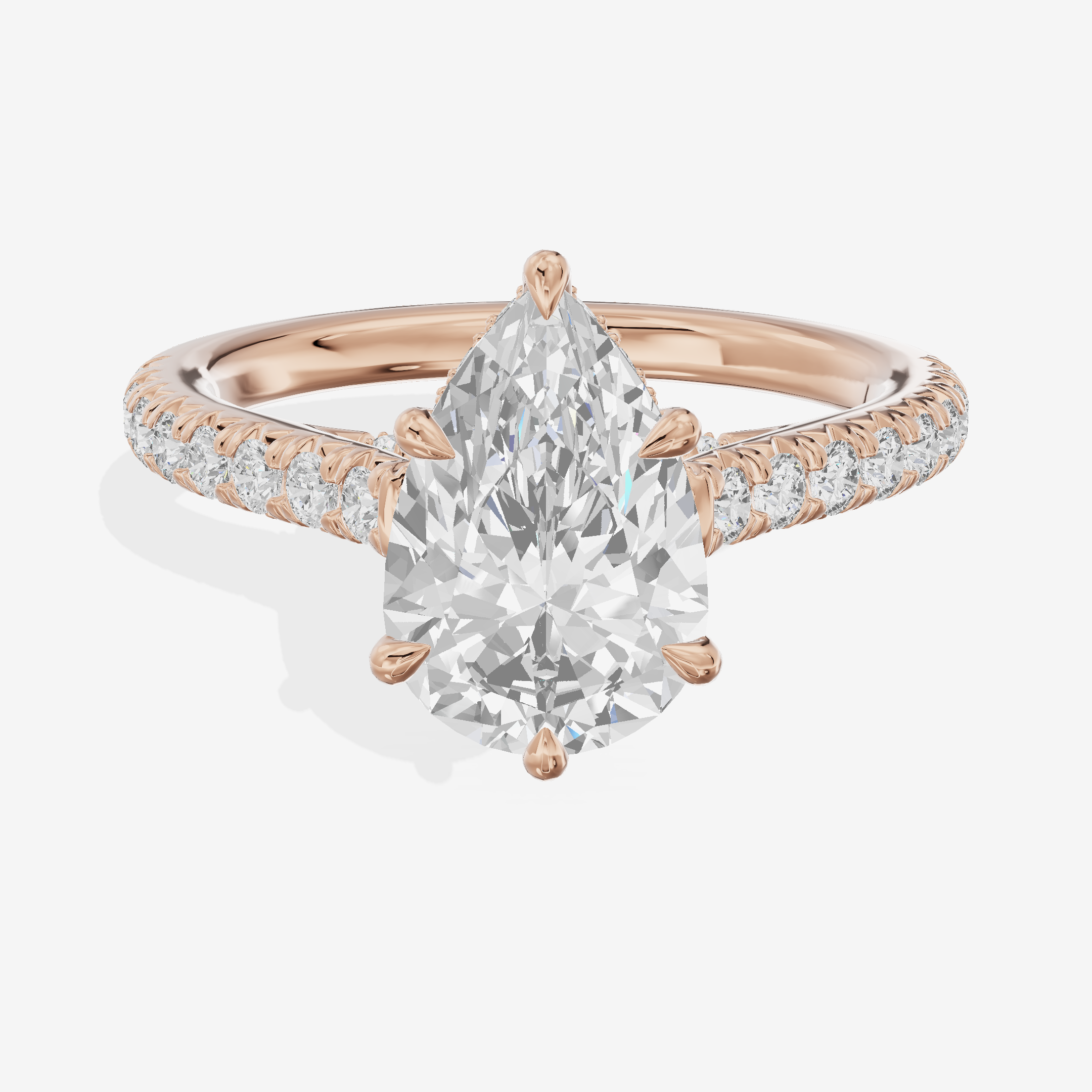 Modern Linger Pear Engagement Ring with Side Stones (3/4 ct. tw.) in 18K Rose Gold