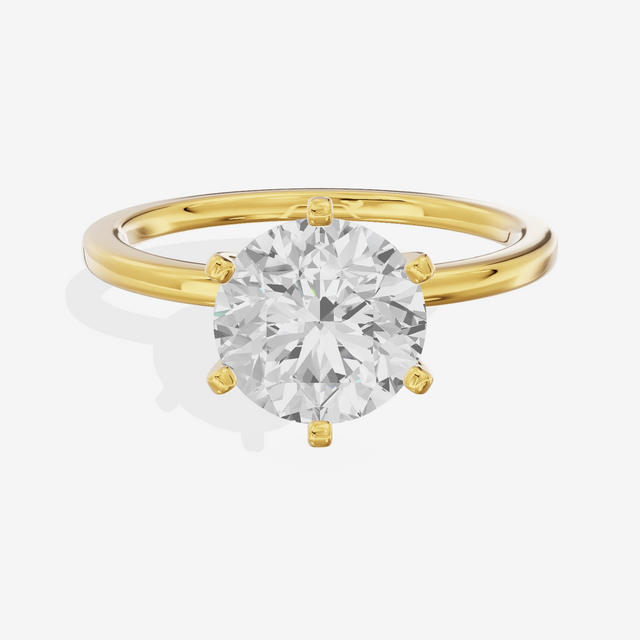 Petite Sincere 1.5mm Round Six-Prong Engagement Ring in 14K Yellow Gold