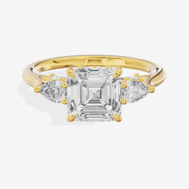 Classic Vowsae Three Stone Asscher Engagement Ring (3/5 ct. tw.) in 14K Yellow Gold