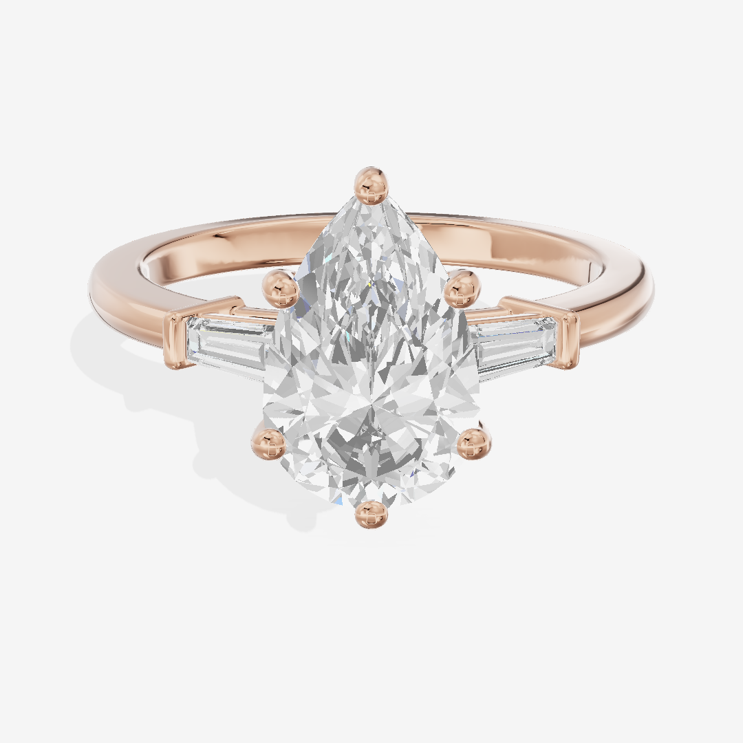 Eternal Coeurine Three Stone Pear Engagement Ring (1/5 ct. tw.) in 14K Rose Gold