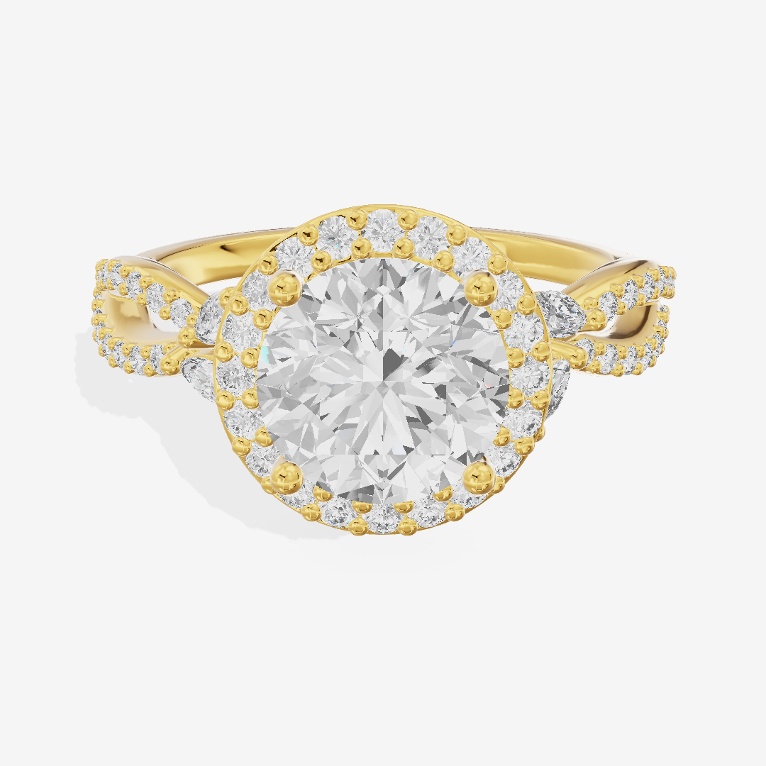 Luxe Reverya Round Hidden Halo Engagement Ring (2/5 ct. tw.) in 18K Yellow Gold
