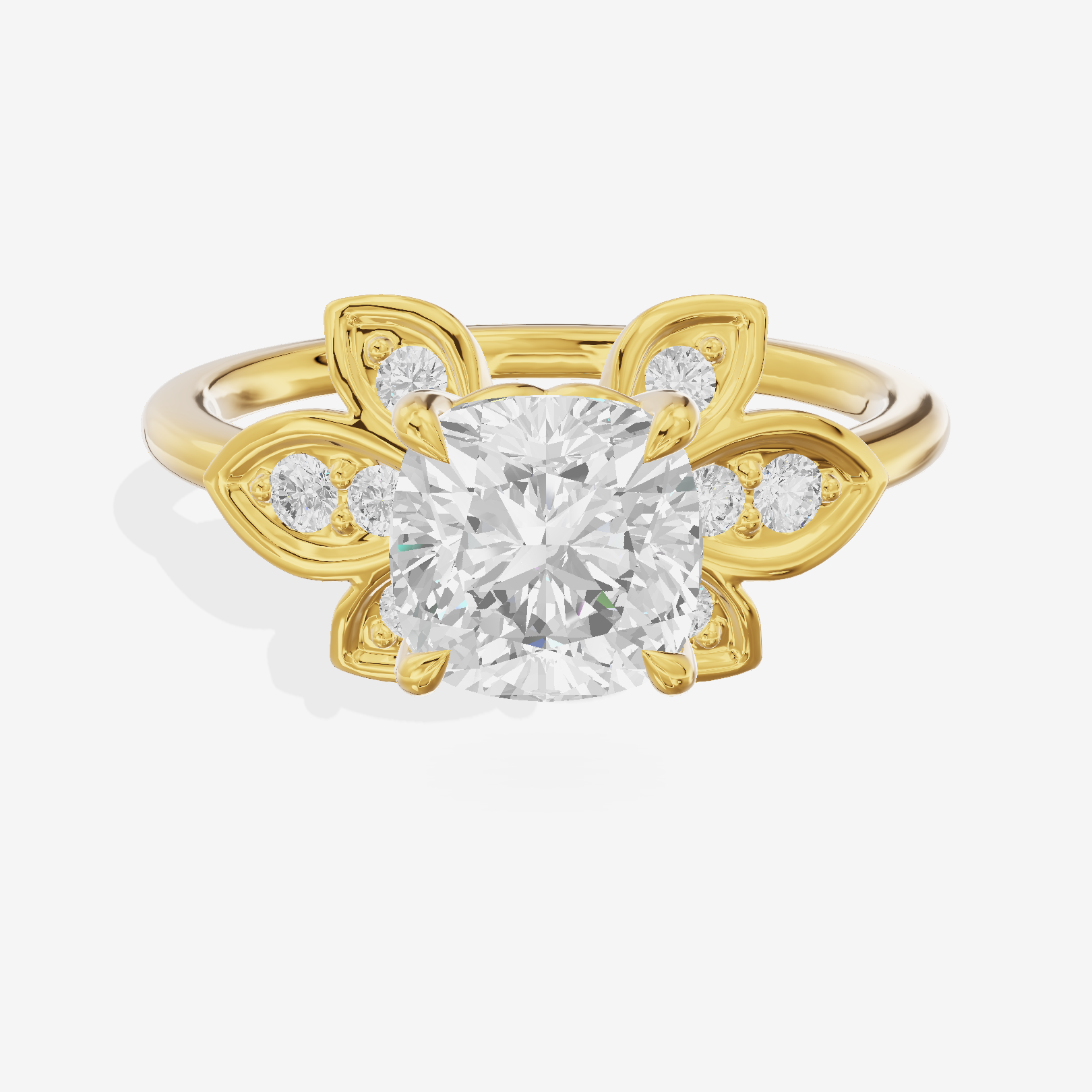 Petite Whisper Cushion Engagement Ring with Side Stones (1/10 ct. tw.) in 14K Yellow Gold
