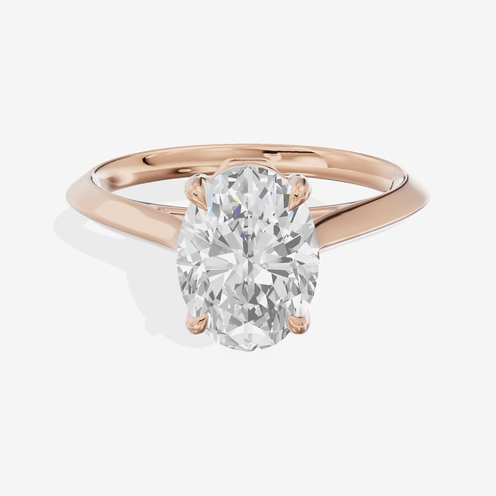 Belovae Solitaire 2mm Oval Engagement Ring in 18K Rose Gold
