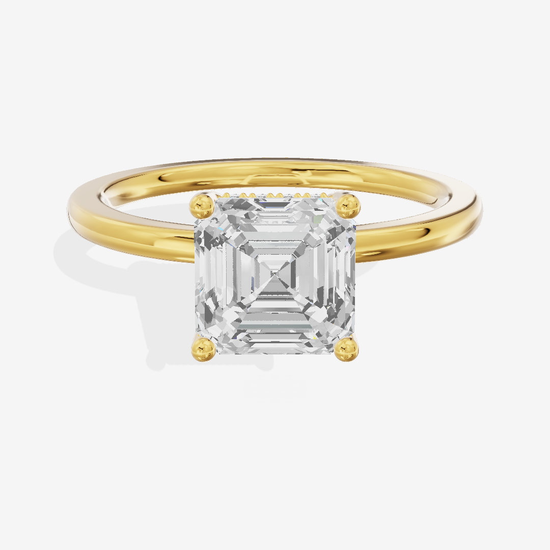 Vowsae Hidden Halo Asscher Engagement Ring (1/20 ct. tw.) in 18K Yellow Gold