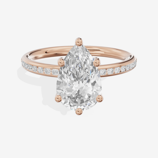 Classic Trellise Pear Engagement Ring with Side Stones (1/8 ct. tw.) in 14K Rose Gold
