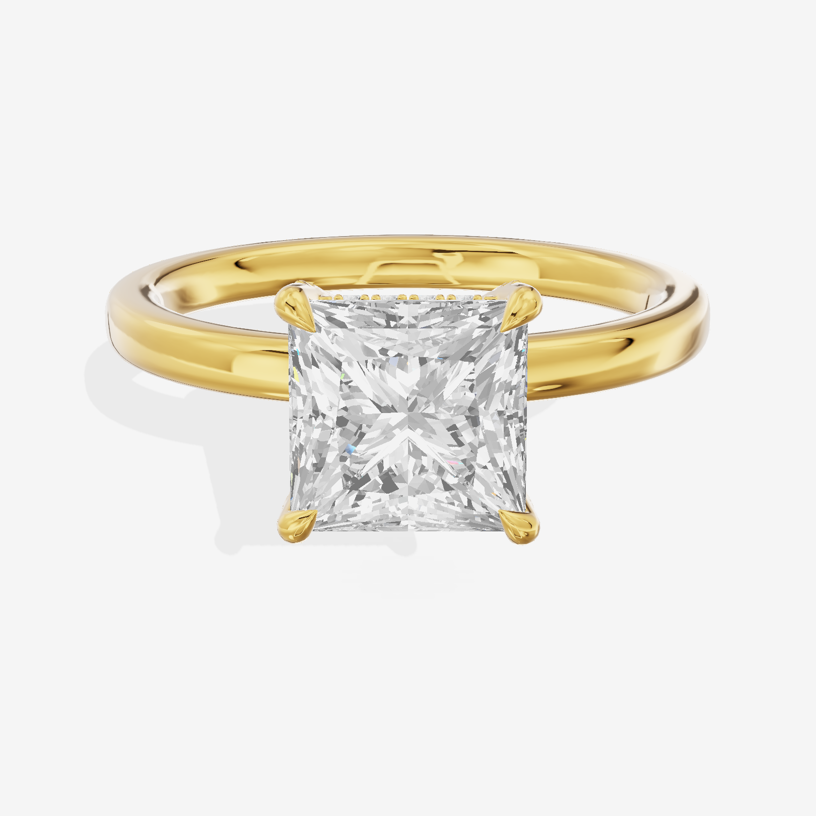 Selenia Basket Split Shank Princess Engagement Ring with Side Stones (1/8 ct. tw.) in 14K Yellow Gold
