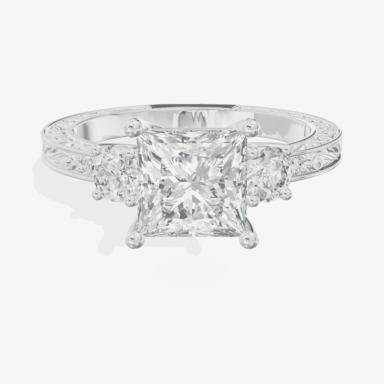Petite Promezza Three Stone Princess Engagement Ring (2/5 ct. tw.) in Platinum