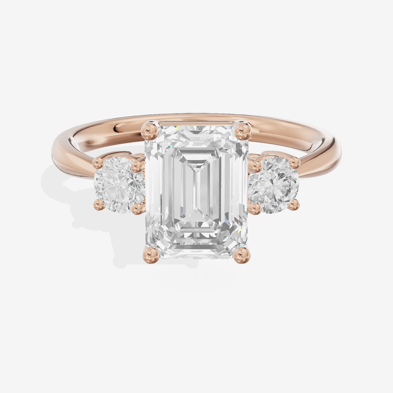 Petite Liviana 2mm Emerald Three Stone Engagement Ring (1/2 ct. tw.) in 14K Rose Gold
