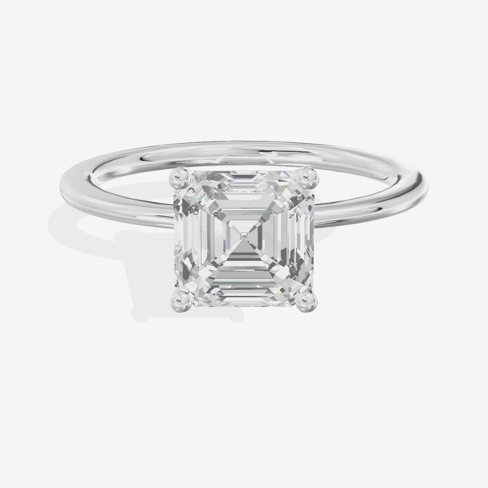 Whispered Promezza 1.4mm Asscher Solitaire Engagement Ring in Platinum