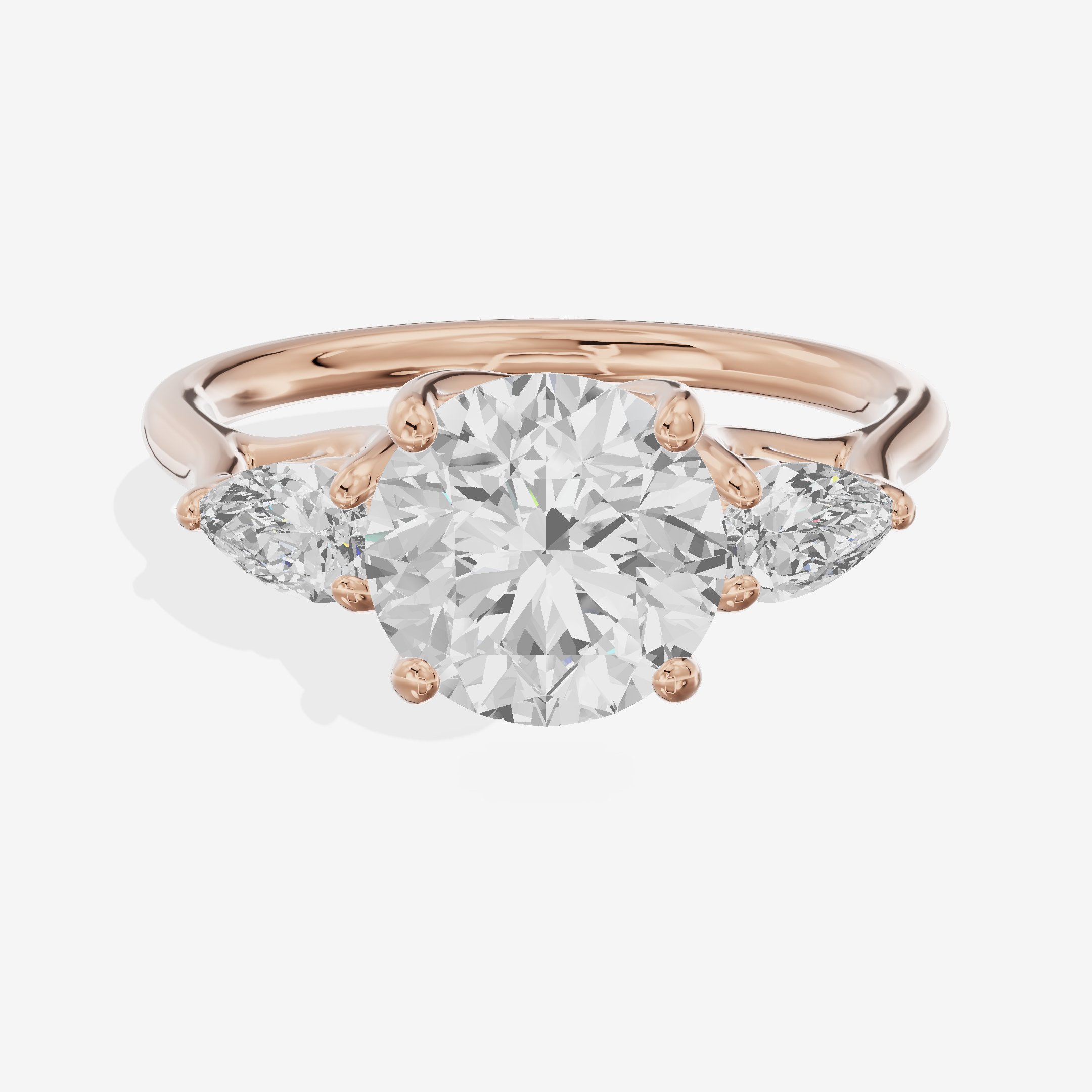 Grand Vowsae Three Stone Round Engagement Ring (2/5 ct. tw.) in 18K Rose Gold