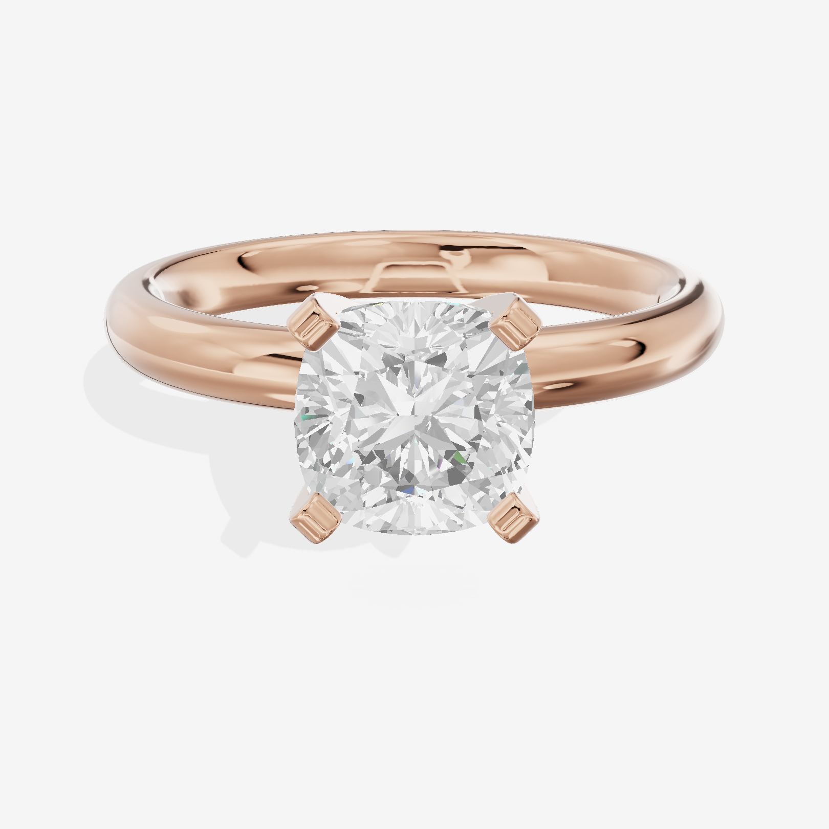 Hallowed Selenia 2.5mm Cushion Comfort Fit Engagement Ring in 18K Rose Gold