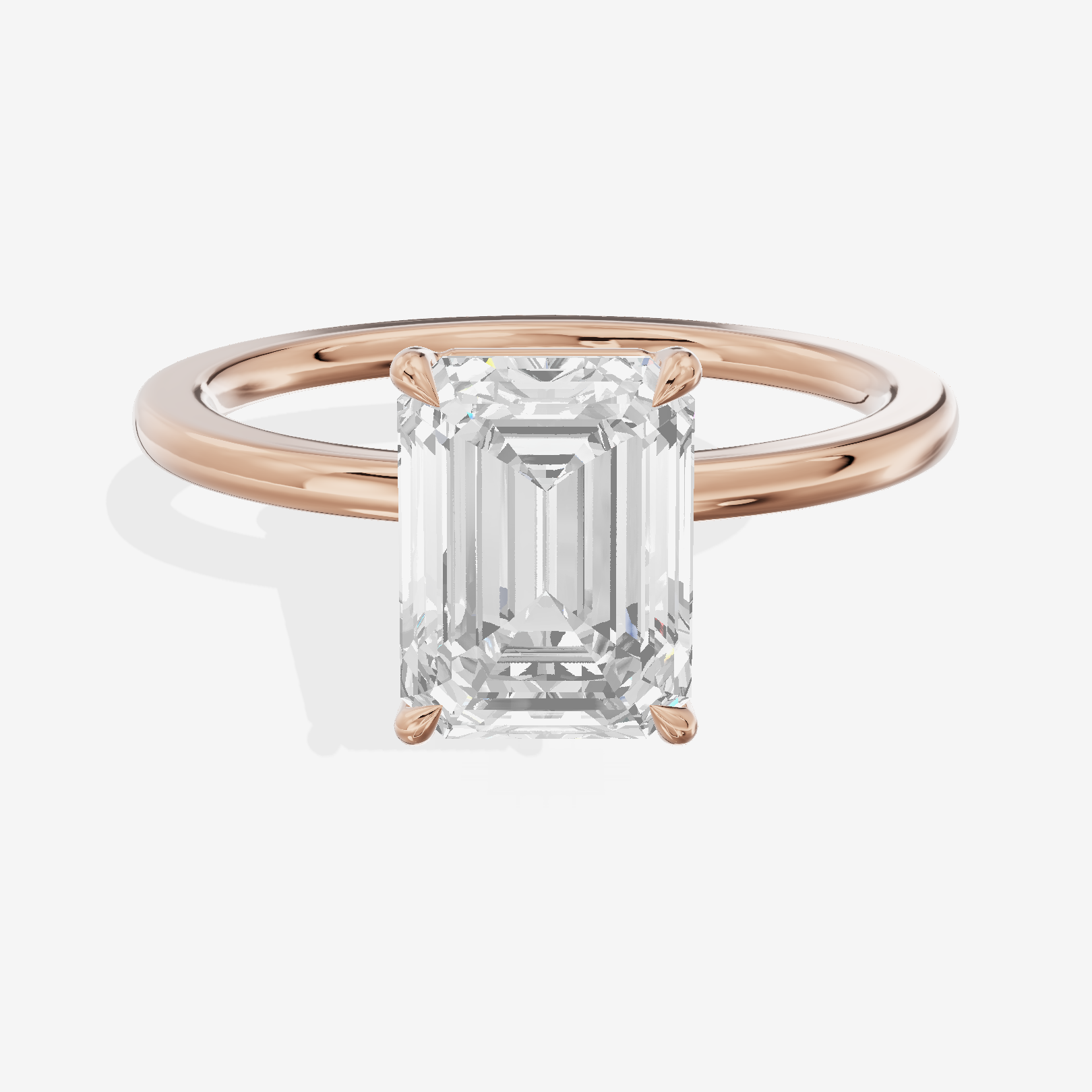 Charmae Ring 1.4mm Emerald Solitaire Engagement Ring in 14K Rose Gold