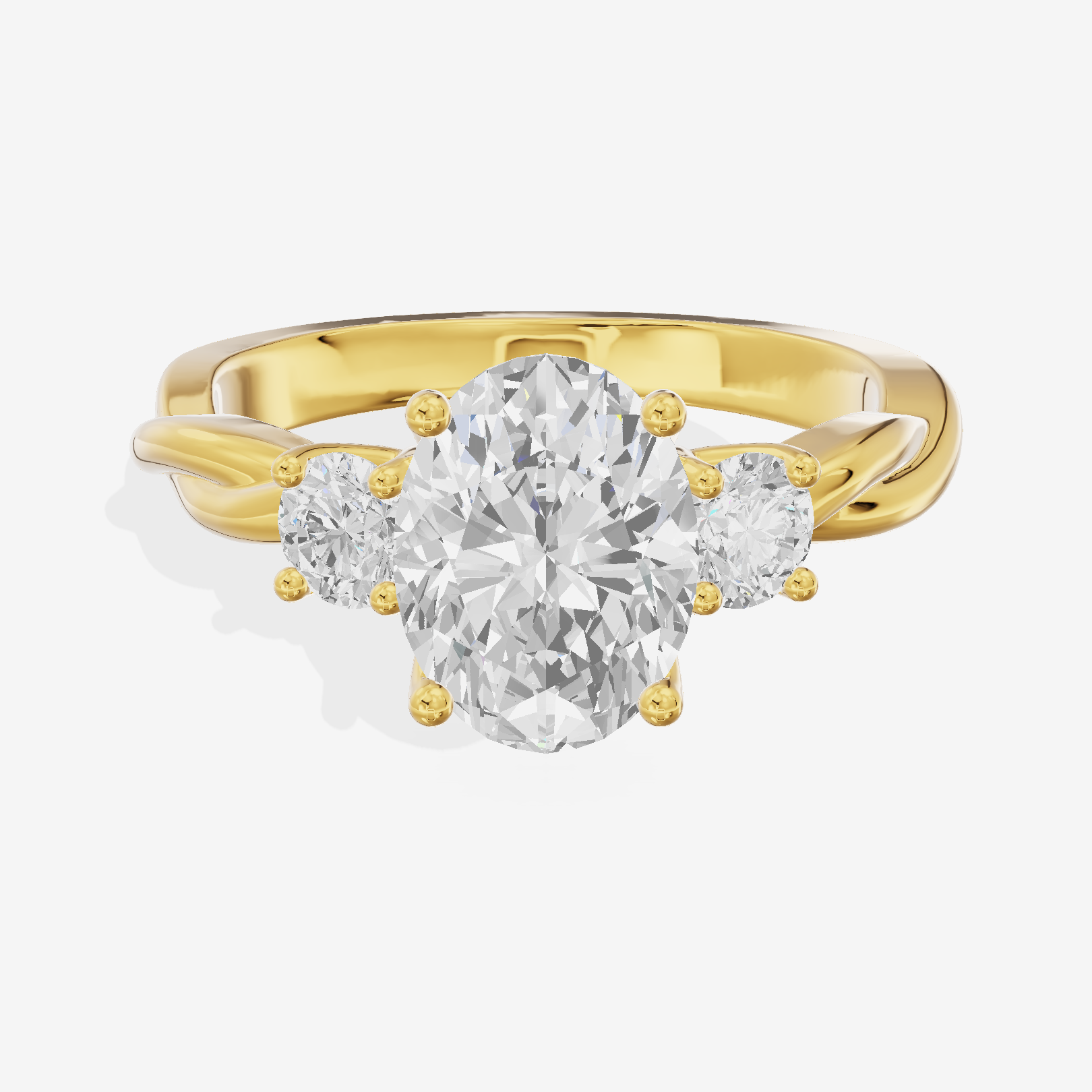 Twined Triade Oval Three Stone Engagement Ring (1/4 ct. tw.) in 18K Yellow Gold