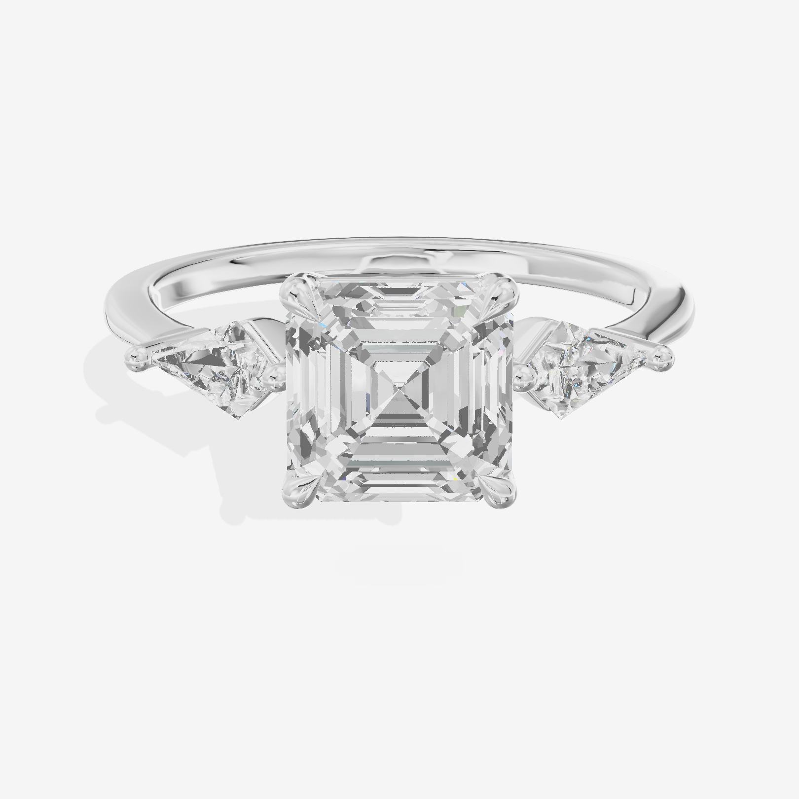 Luxe Maia Three Stone Asscher Engagement Ring (1/3 ct. tw.) in Platinum