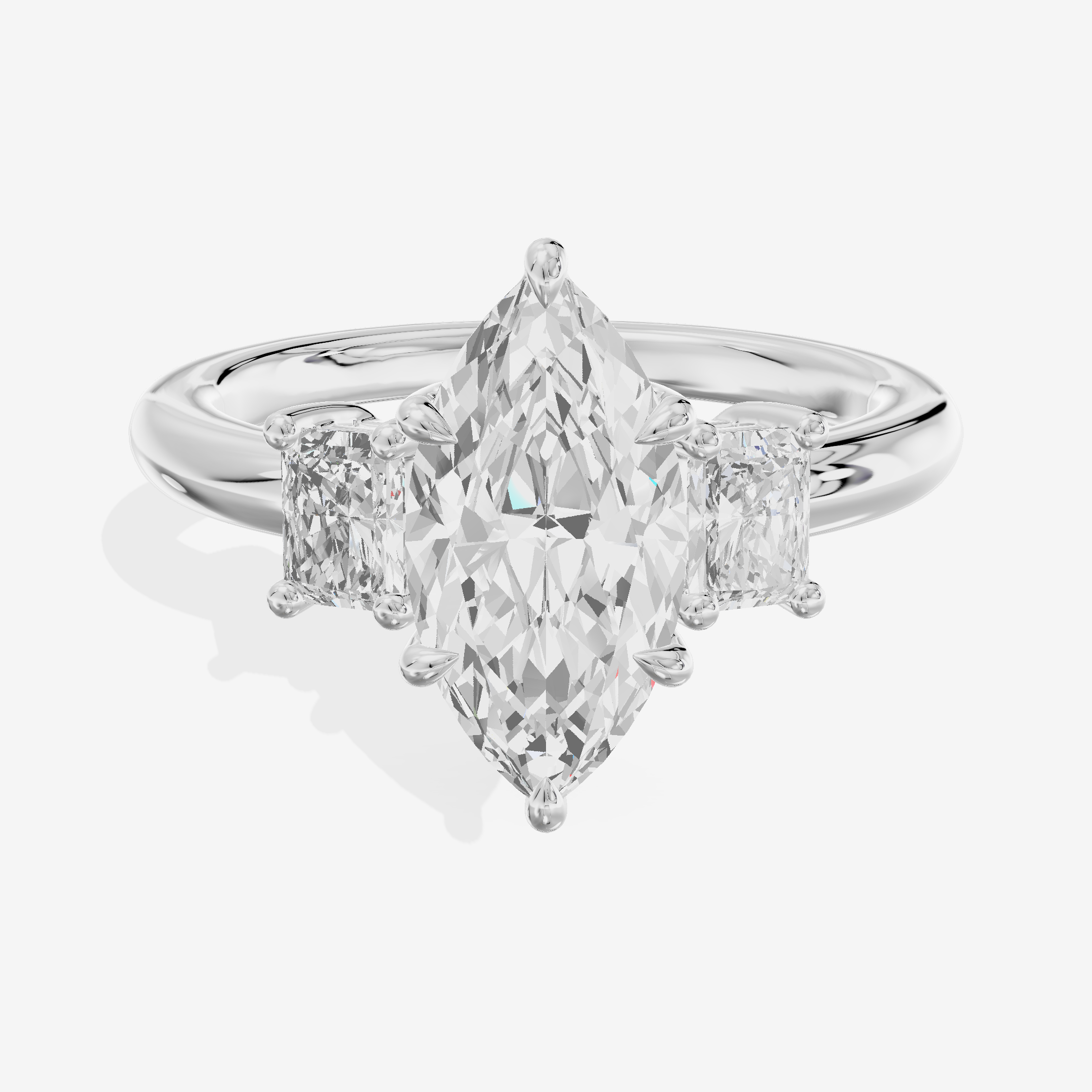 Grand Coeurine Three Stone Marquise Engagement Ring (3/8 ct. tw.) in Platinum