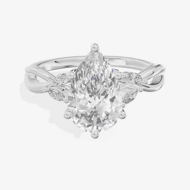 Vowsae Pavé Pear Engagement Ring with Side Stones (1/8 ct. tw.) in Platinum