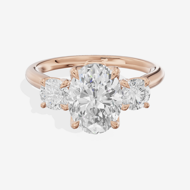 Eternal Sincere Three Stone Oval Engagement Ring (1/2 ct. tw.) in 14K Rose Gold