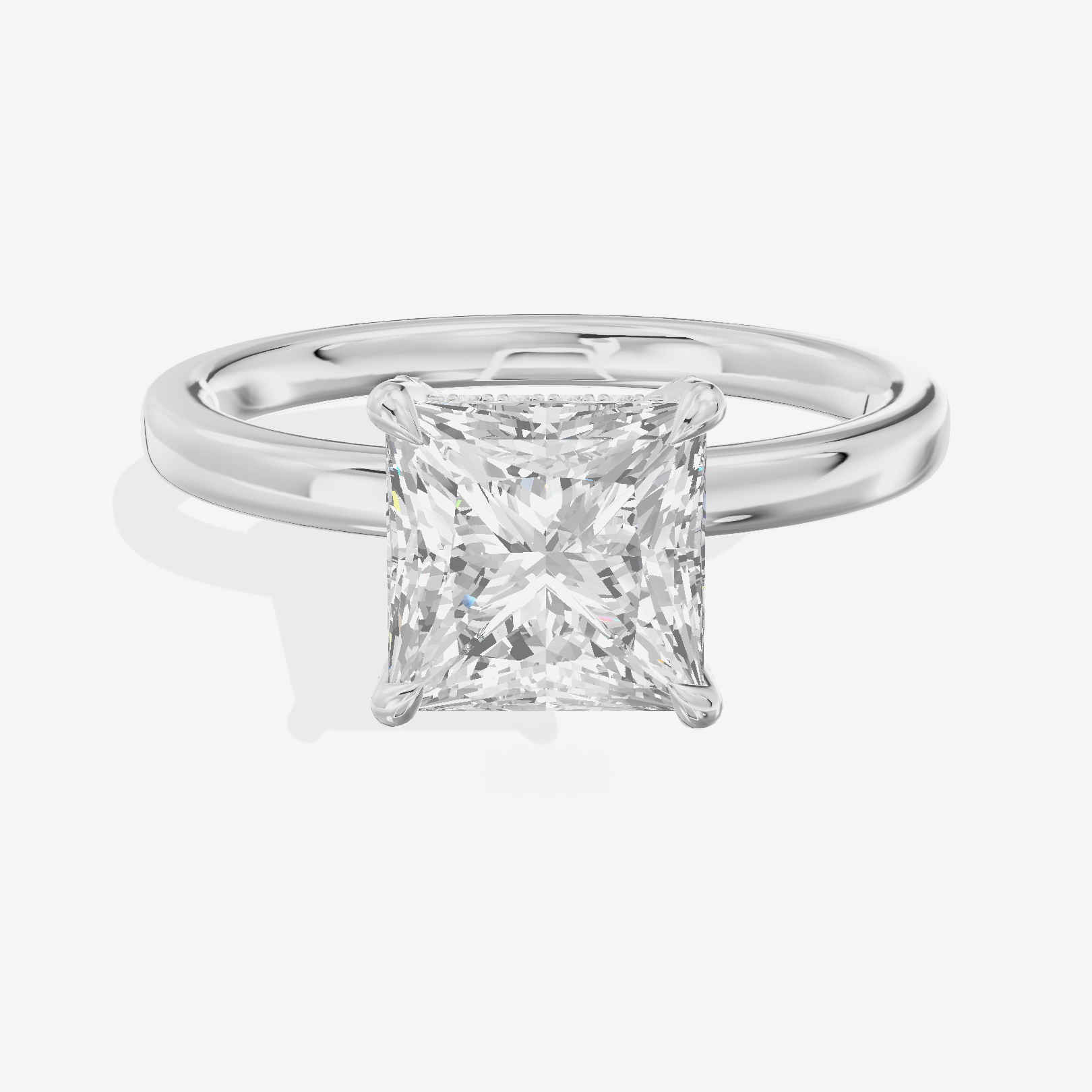 Whispered Halcyon Princess Engagement Ring with Side Stones (1/6 ct. tw.) in 18K White Gold