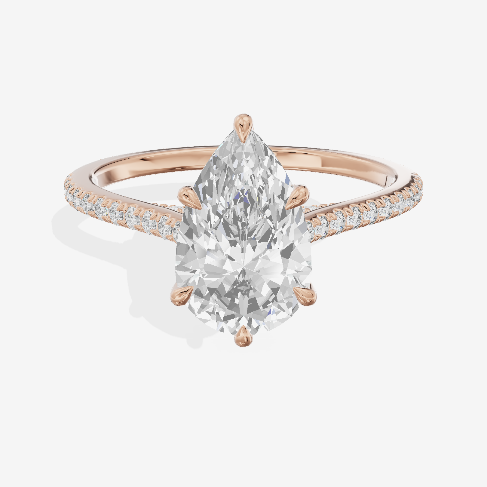 Luxe Aimora Pear Engagement Ring with Side Stones (1/4 ct. tw.) in 14K Rose Gold