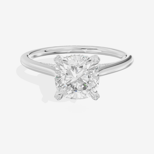 Grand Vowsae Cushion Engagement Ring with Side Stones (1/5 ct. tw.) in 14K White Gold