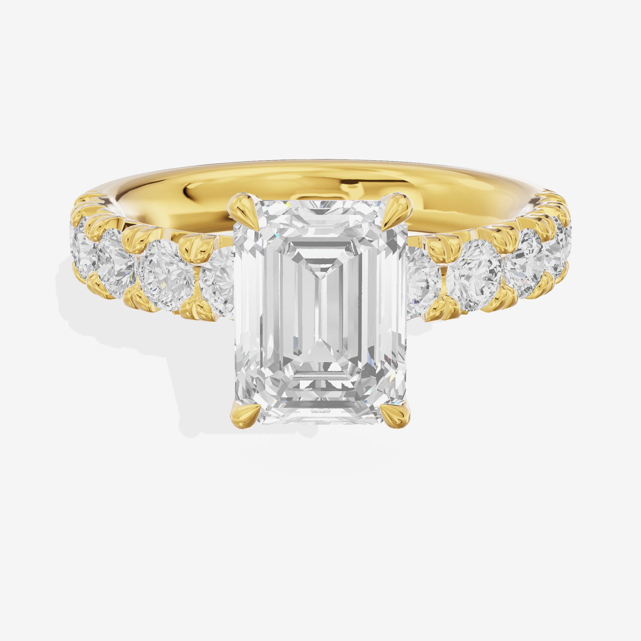 Lustrous Aurea Emerald Engagement Ring with Side Stones (3/4 ct. tw.) in 14K Yellow Gold