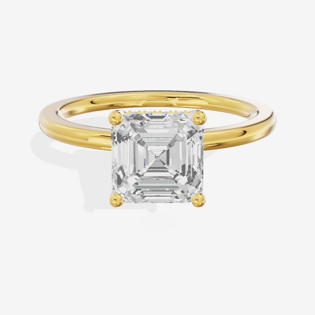 Vowsae Hidden Halo Asscher Engagement Ring (1/20 ct. tw.) in 18K Yellow Gold