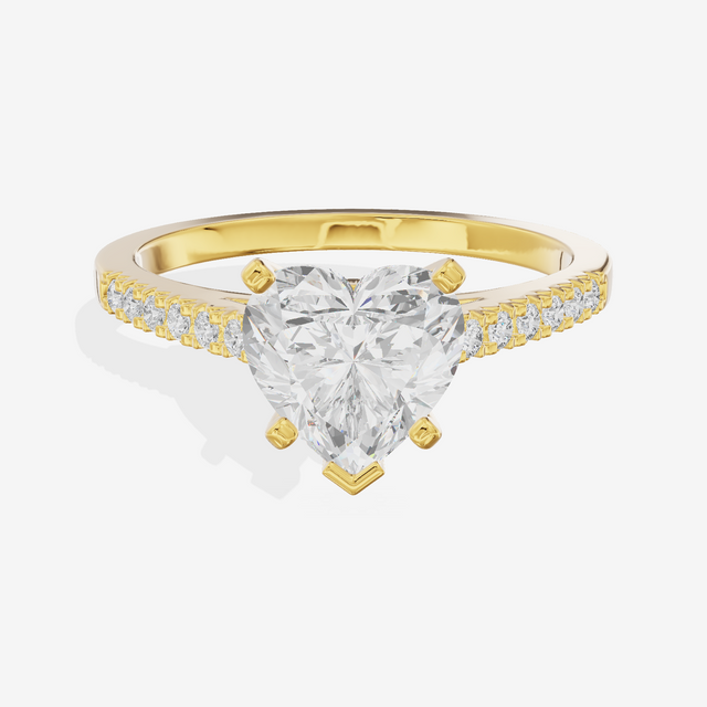 Sworn Vowsae Heart Engagement Ring with Side Stones (1/10 ct. tw.) in 18K Yellow Gold