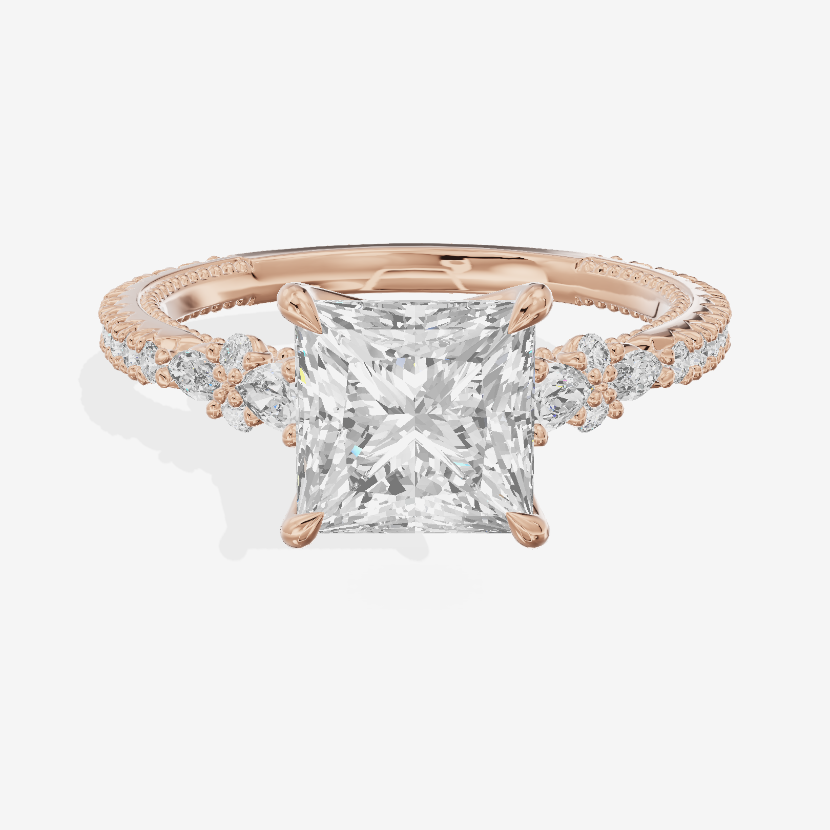 Trueheart Princess Engagement Ring with Side Stones (2/5 ct. tw.) in 18K Rose Gold