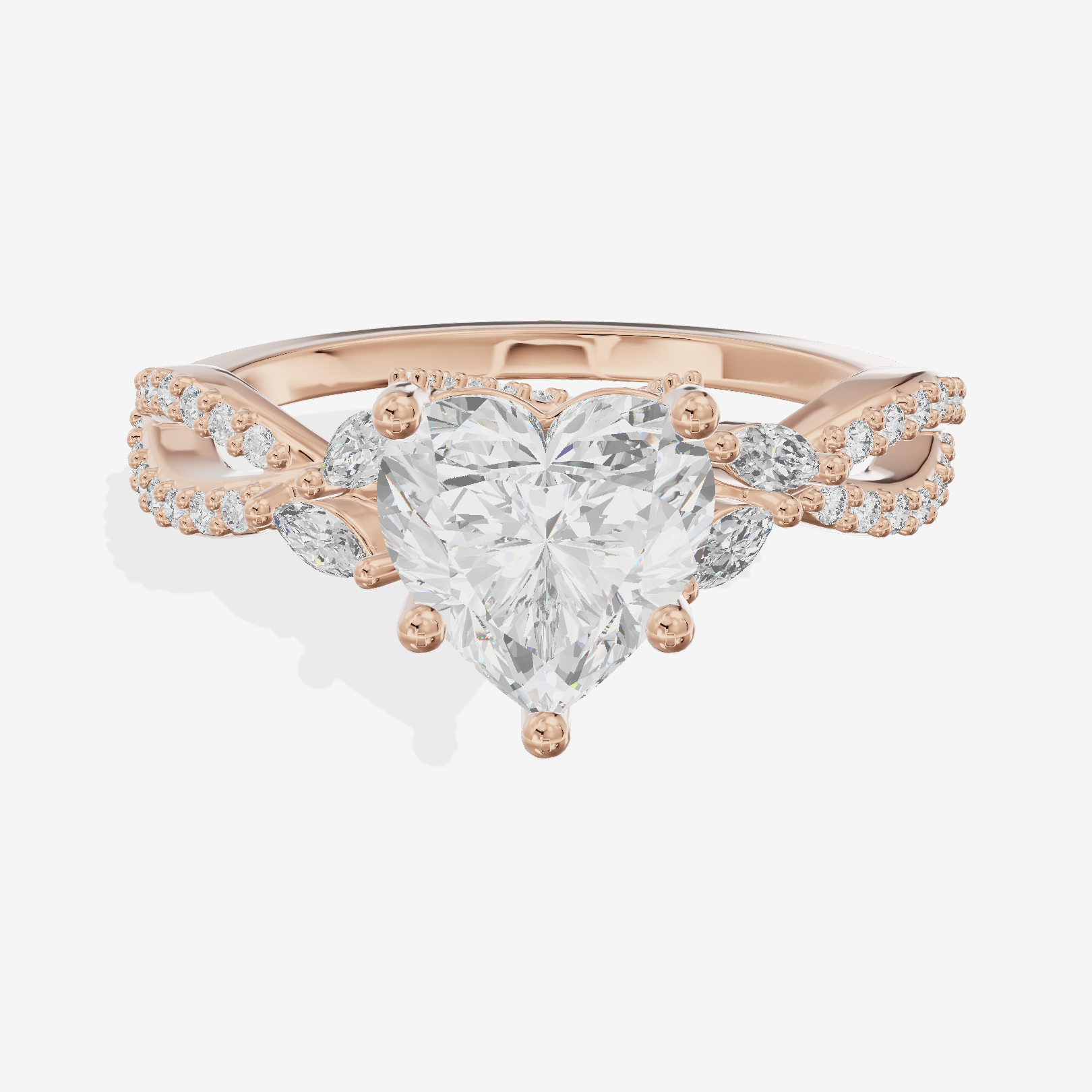 Luxe Heartline 1.5mm Heart Engagement Ring with Side Stones (1/3 ct. tw.) in 14K Rose Gold