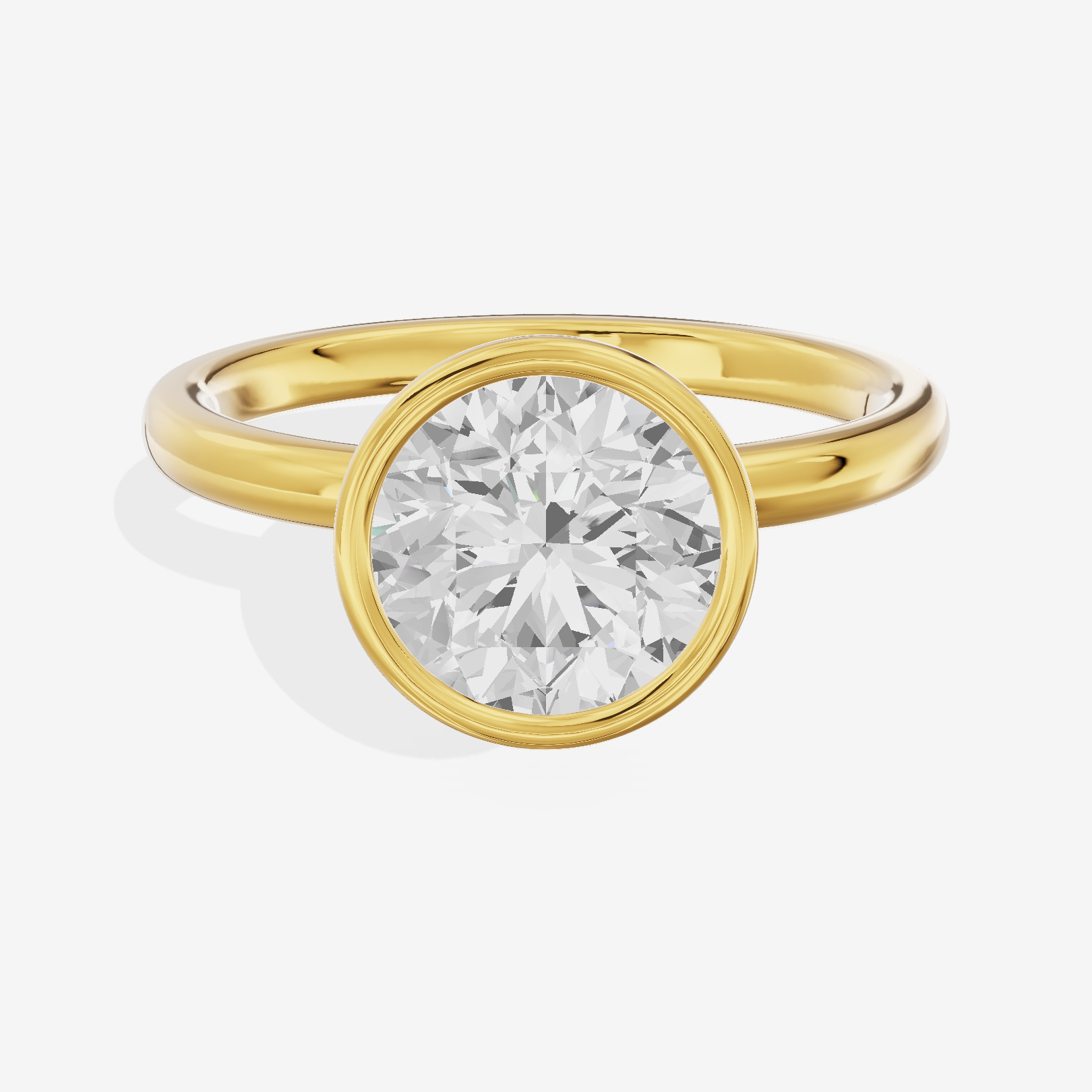 Trellise Bezel 2mm Round Solitaire Engagement Ring in 18K Yellow Gold