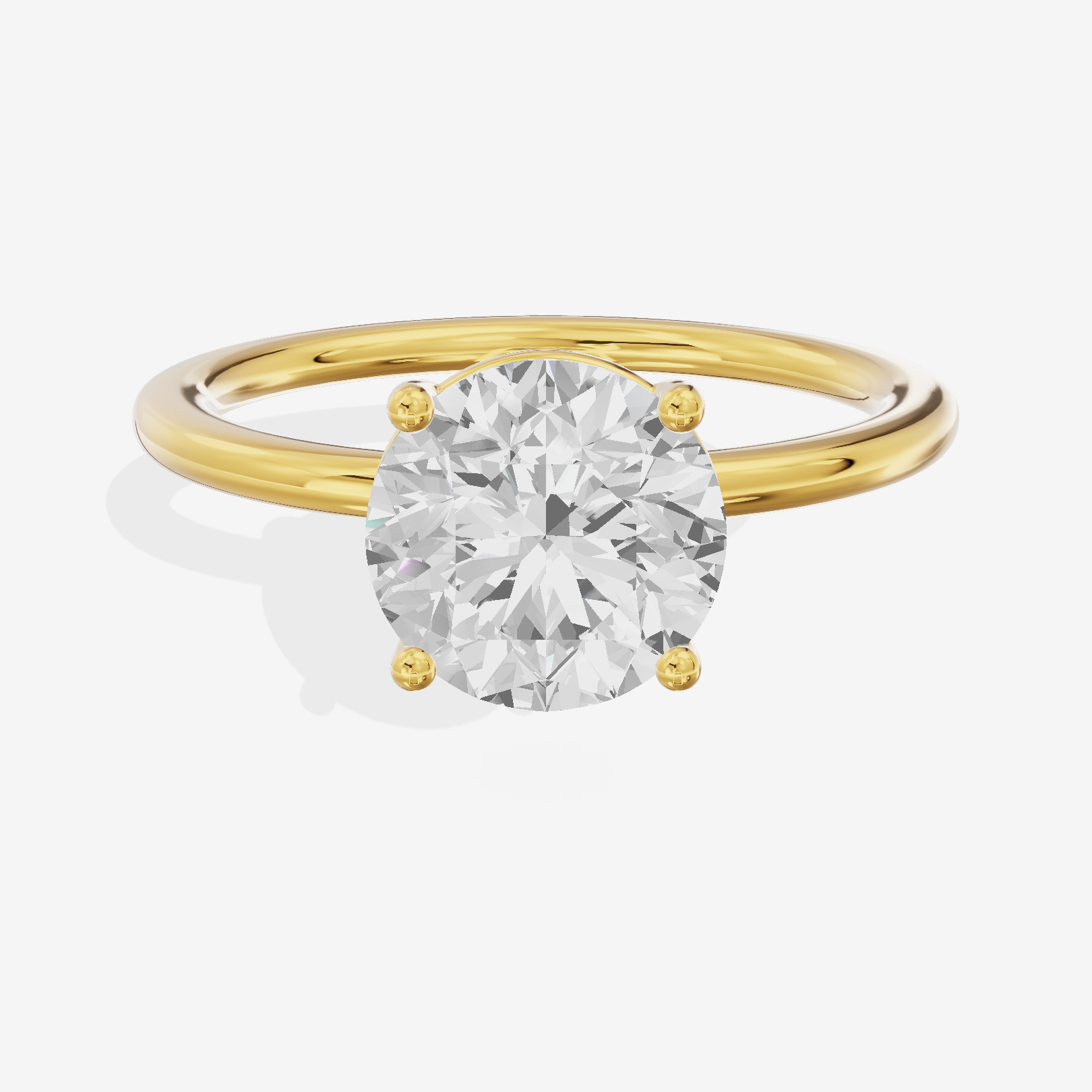 Crowned Vowsae 1.5mm Round Solitaire Engagement Ring in 18K Yellow Gold