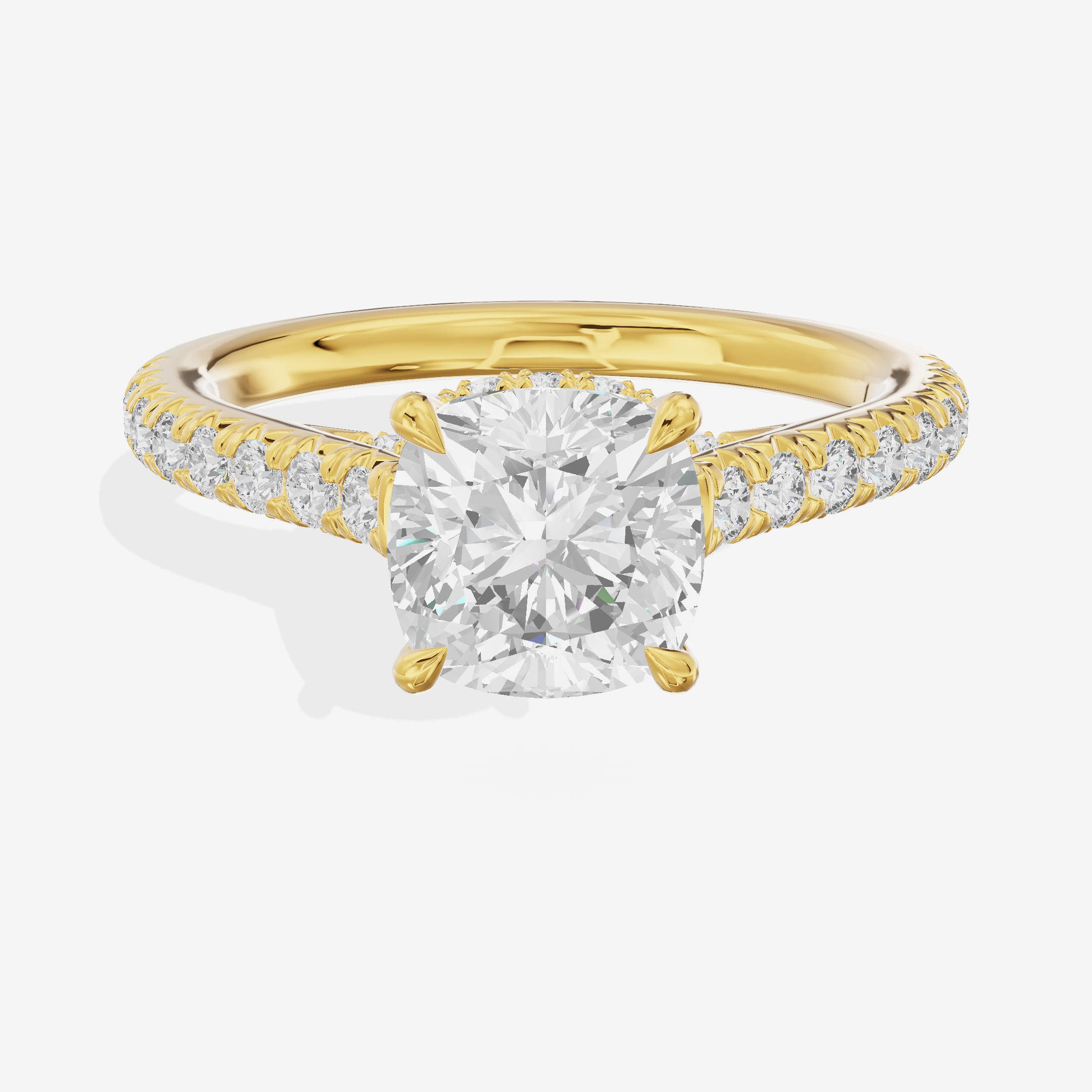 Classic Lightwoven Cushion Engagement Ring with Side Stones (1/4 ct. tw.) in 18K Yellow Gold