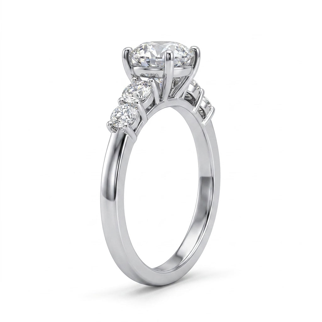 Cathedral Solitaire Round Engagement Ring (1.51 ct. tw.) in Platinum